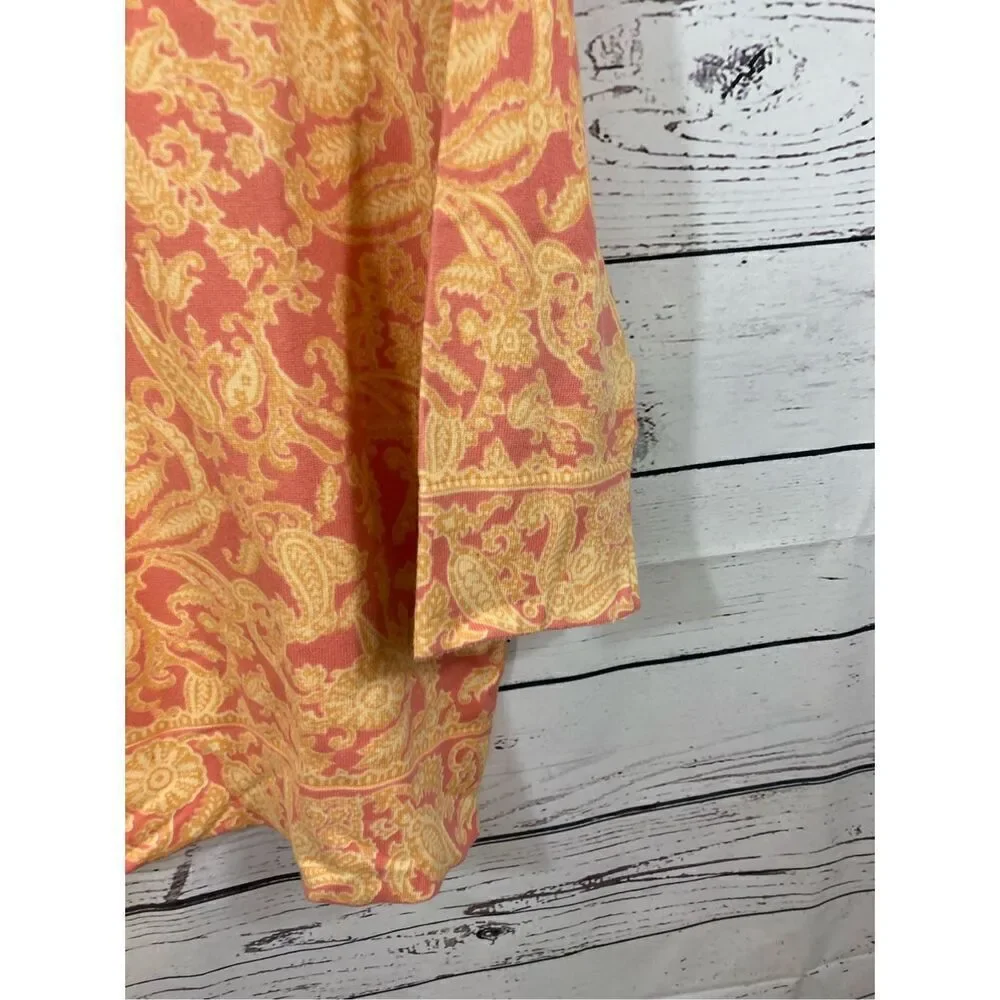 Tweeds V-neck sweater in orange and pink size extra large ￼
